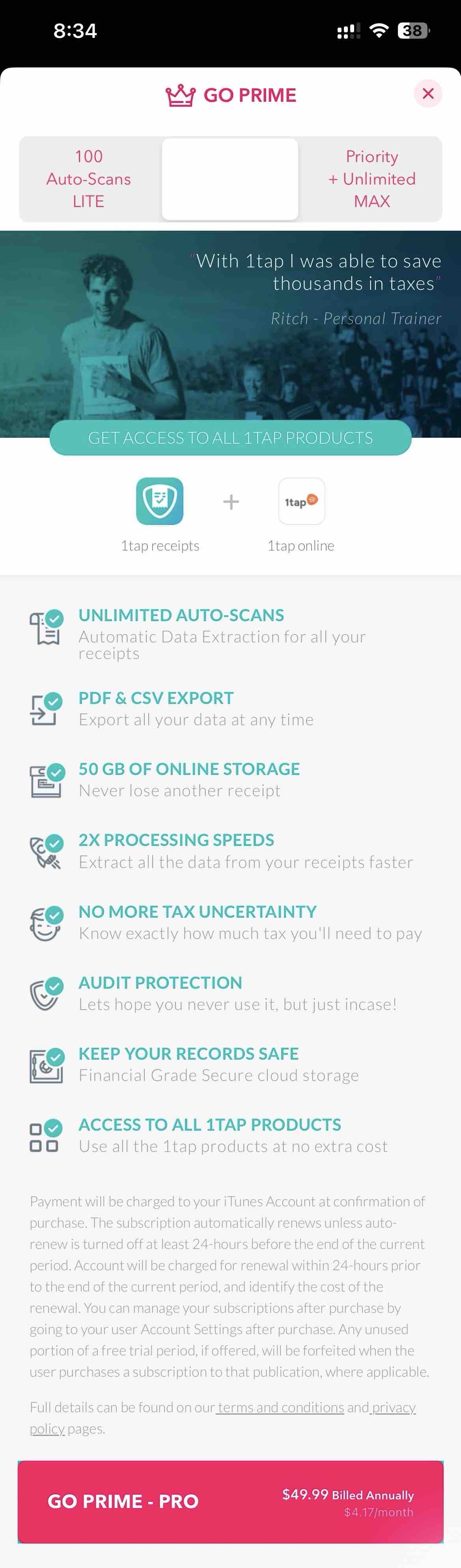 1tap receipts: Tax & Expenses
