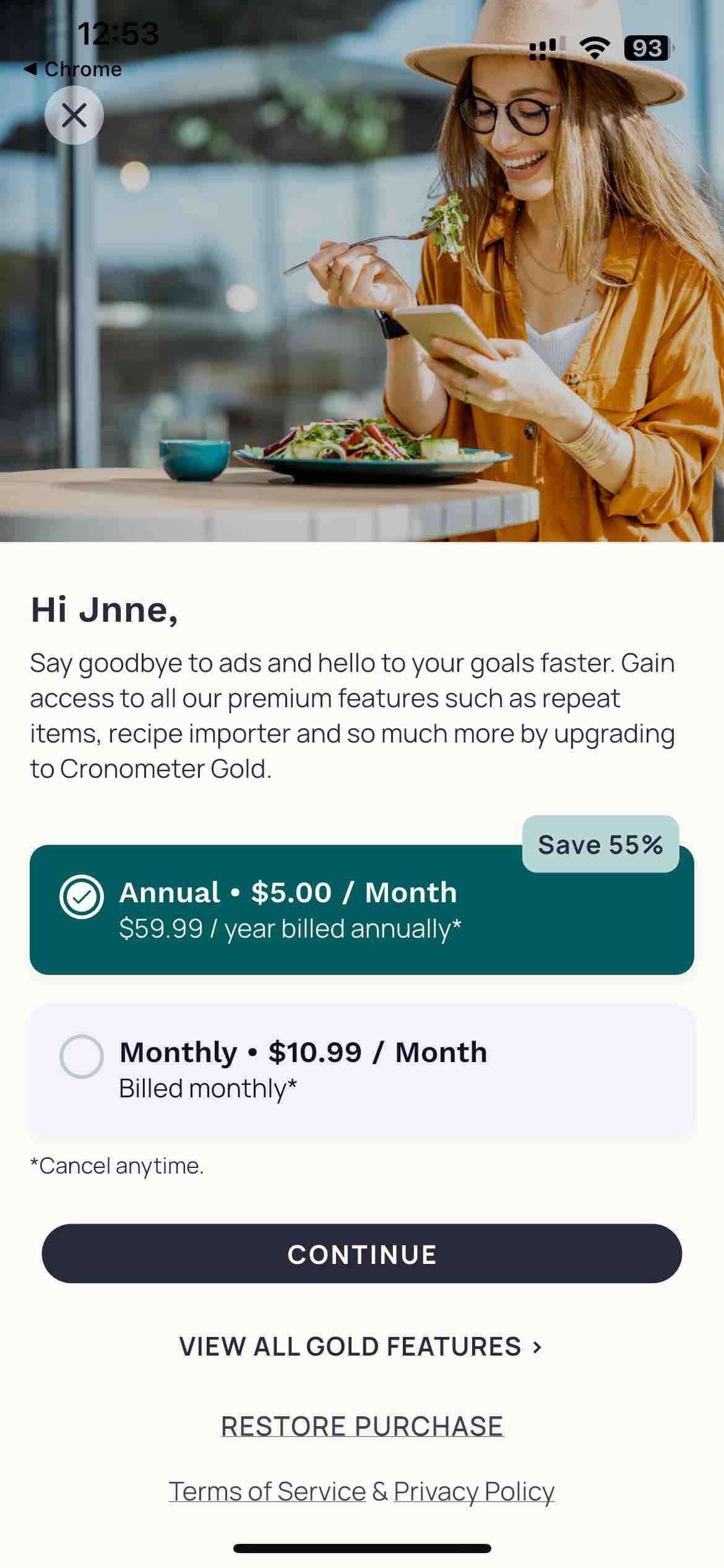 Cronometer: Calorie Counter