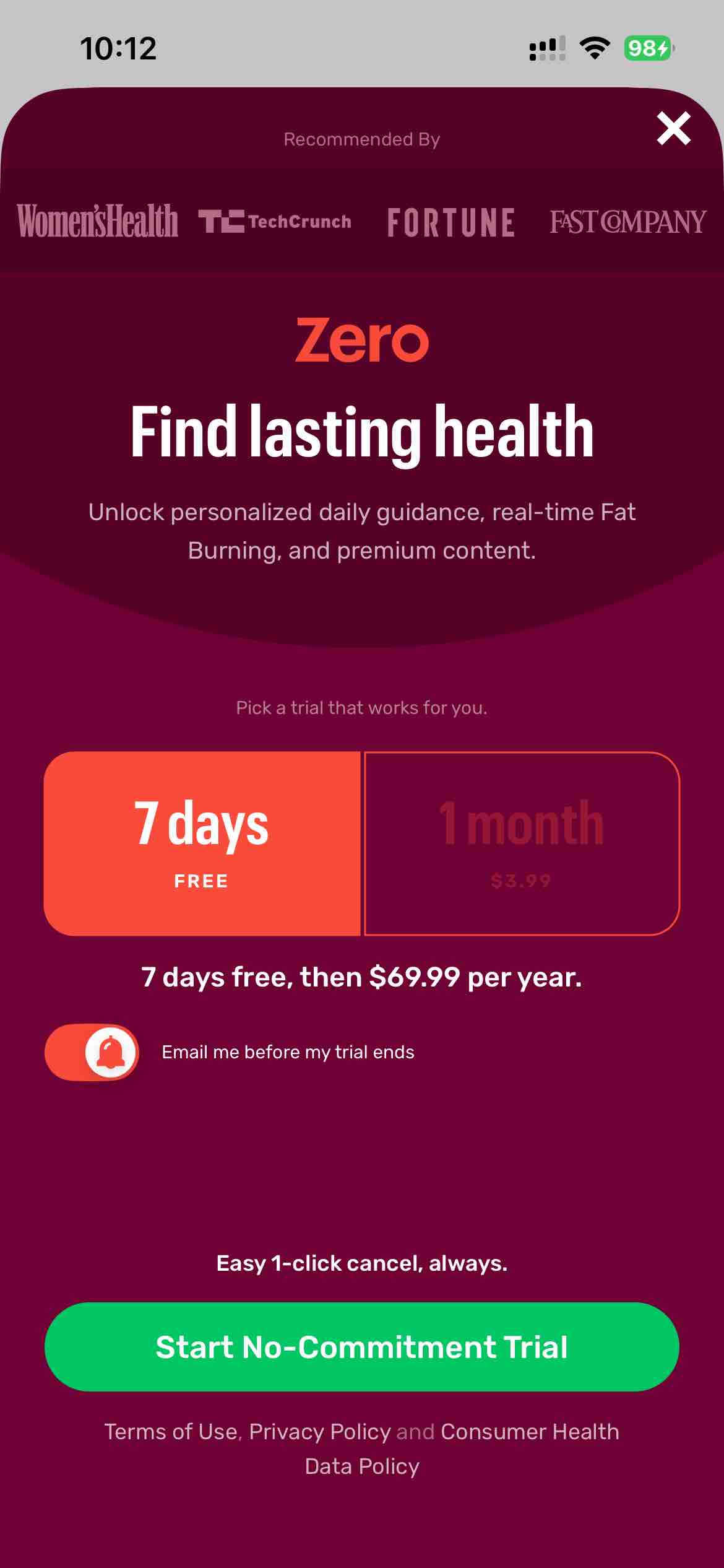 Zero: Fasting & Health Tracker