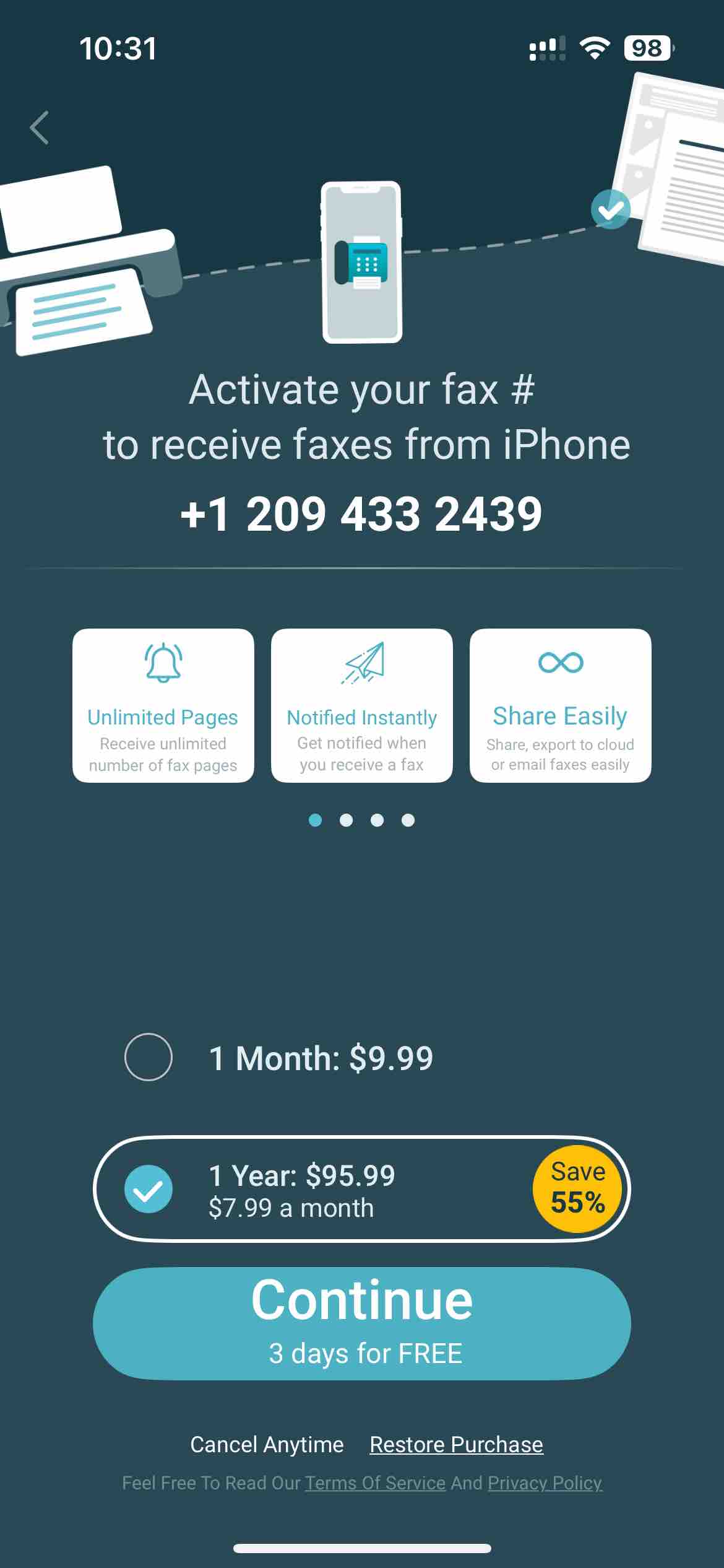 Fax from iPhone: Free of ad