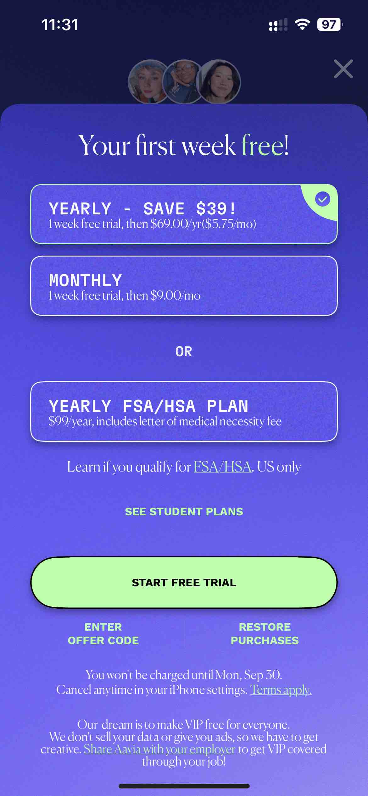 Aavia Period & Cycle Tracker
