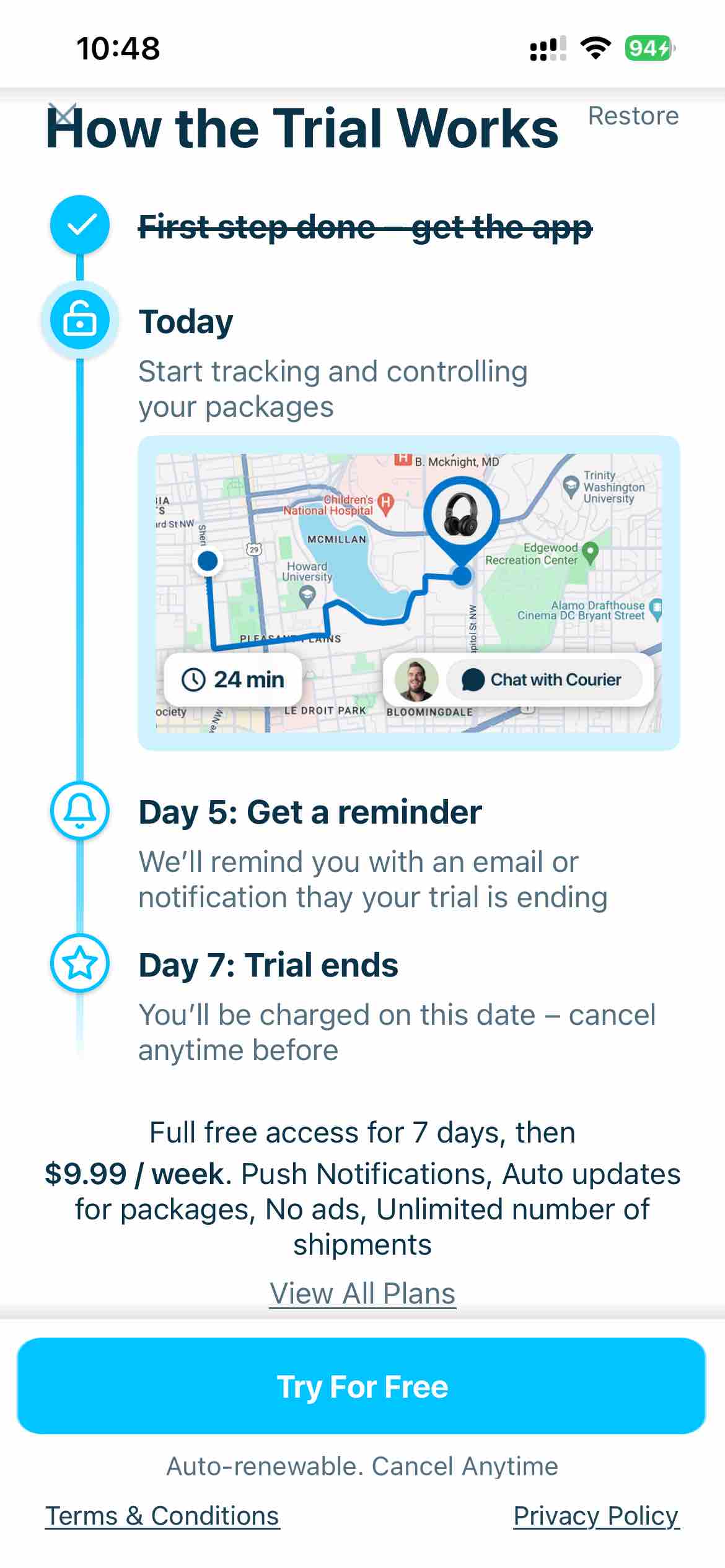 Package Tracker - pkge Mobile