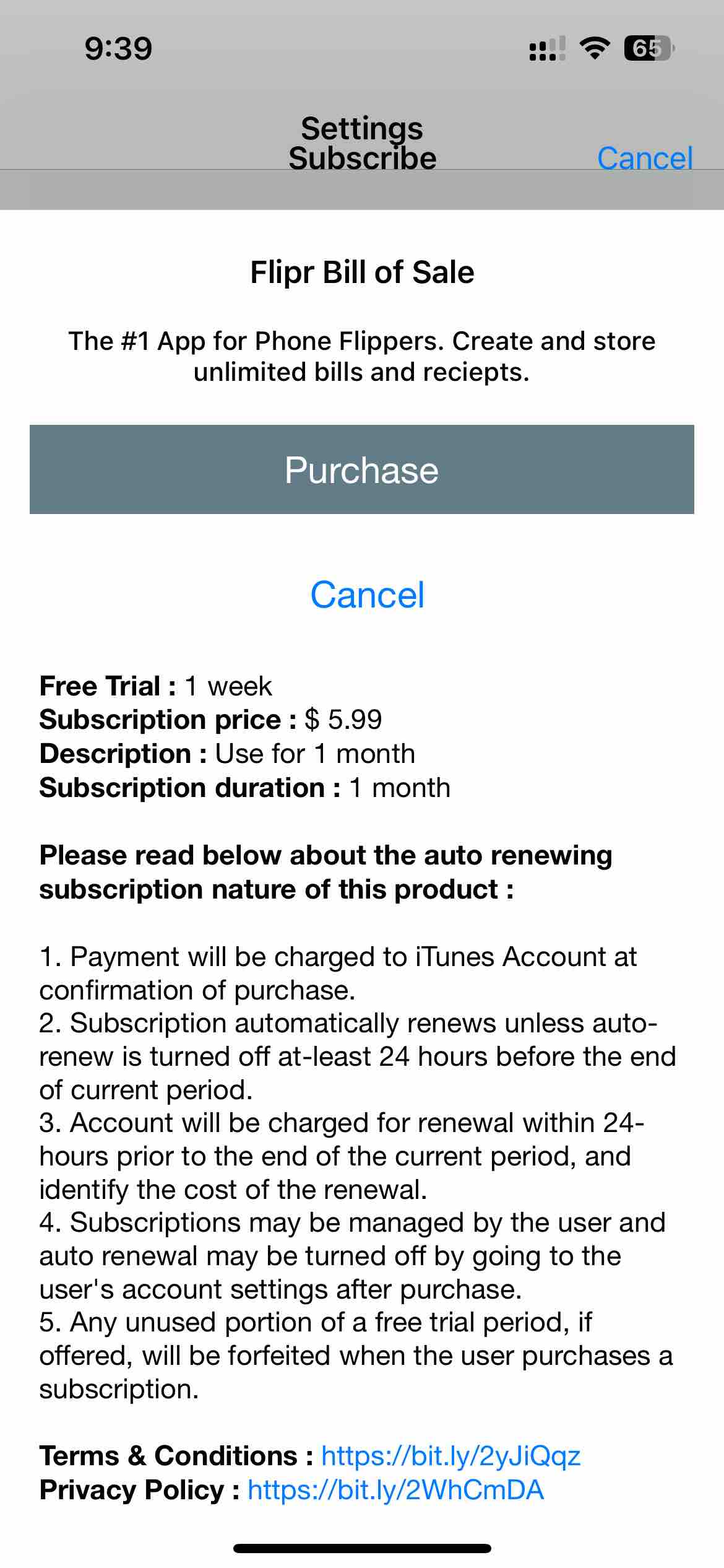 Flipr Bill Of Sale