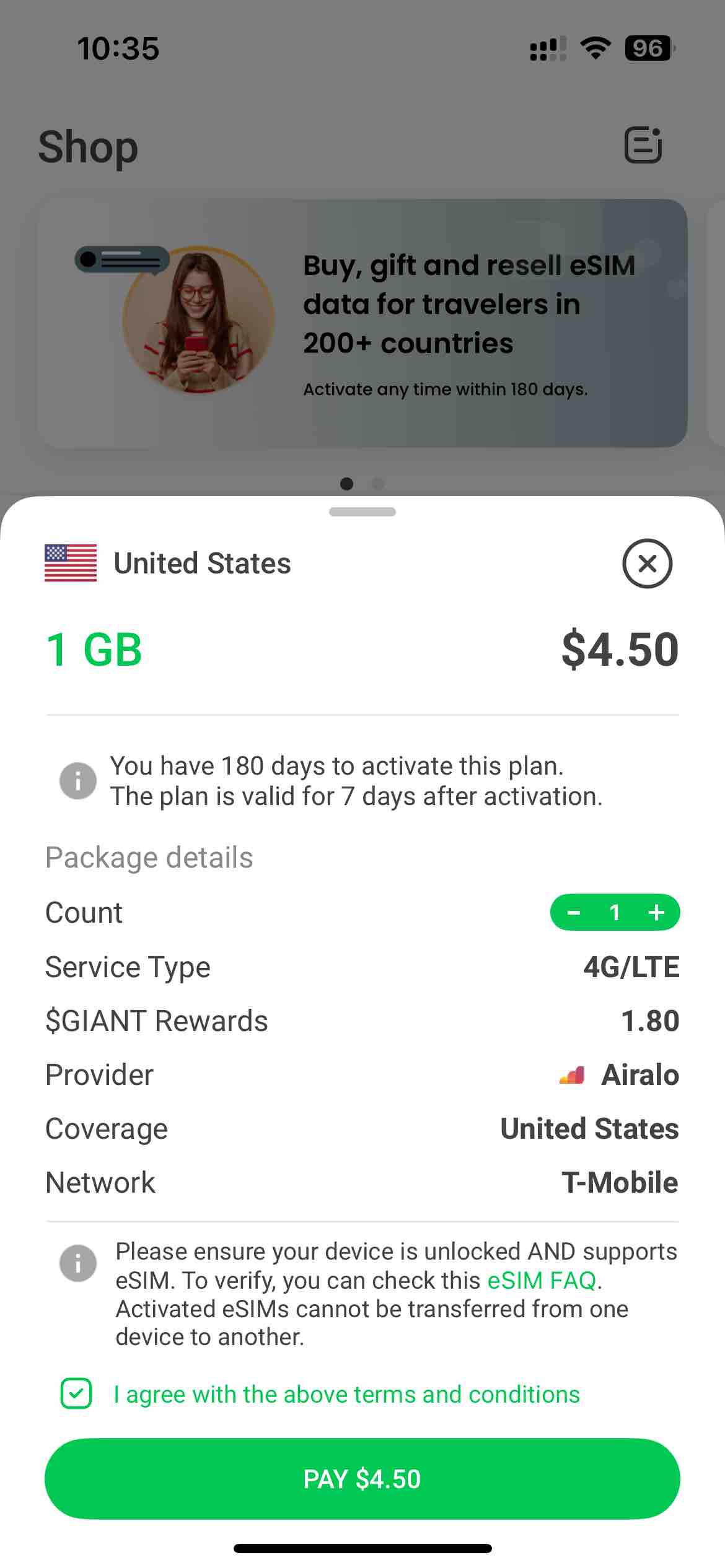 GIANT: eSIM Mobile Data Plan