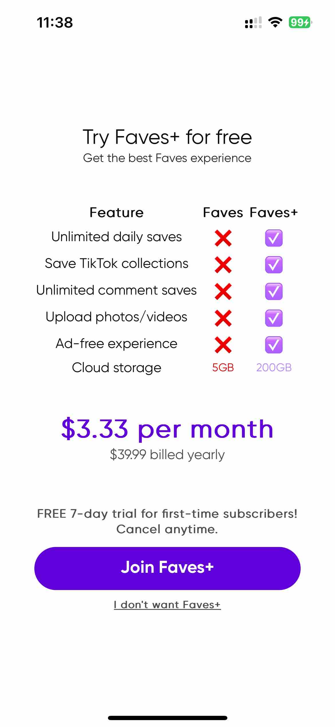 Faves - cloud video storage