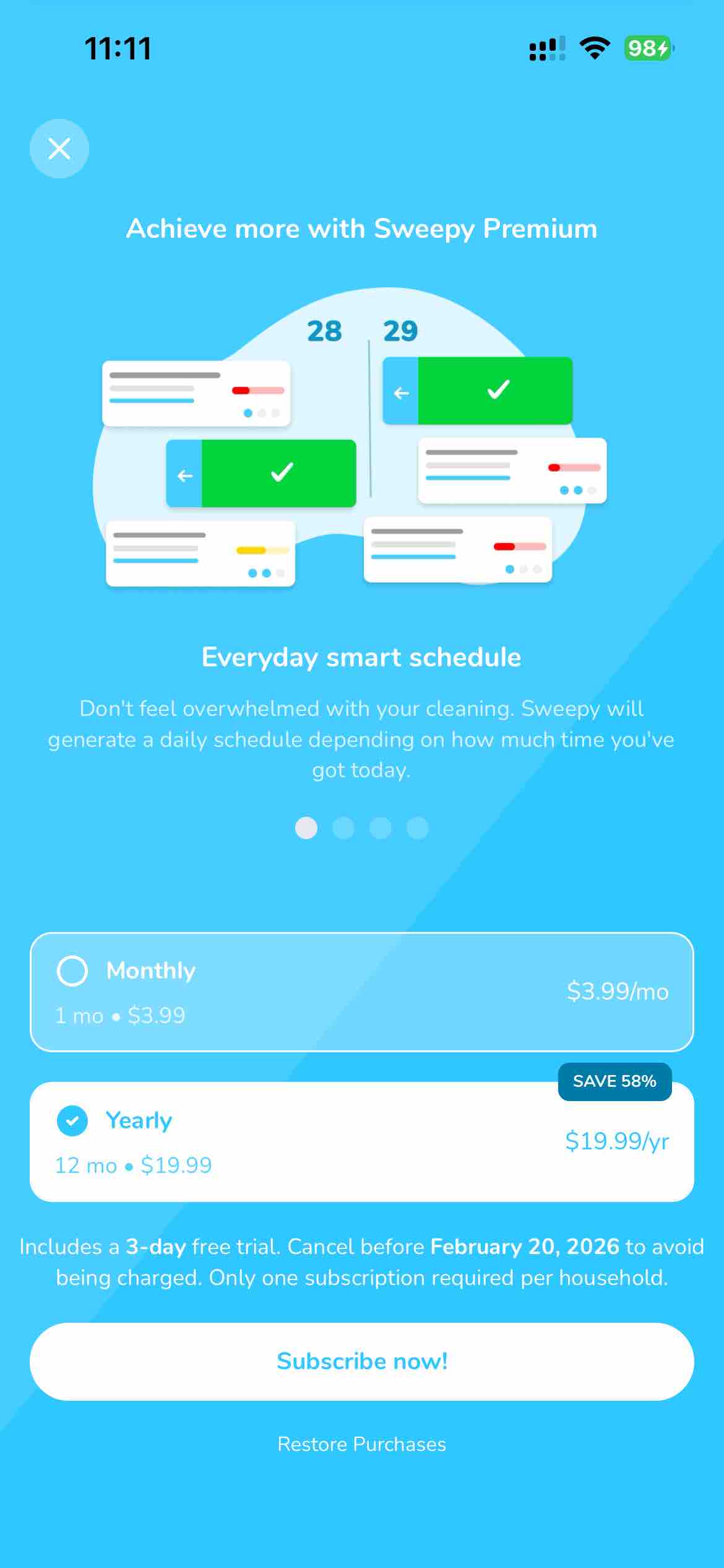Sweepy: Home Cleaning Schedule