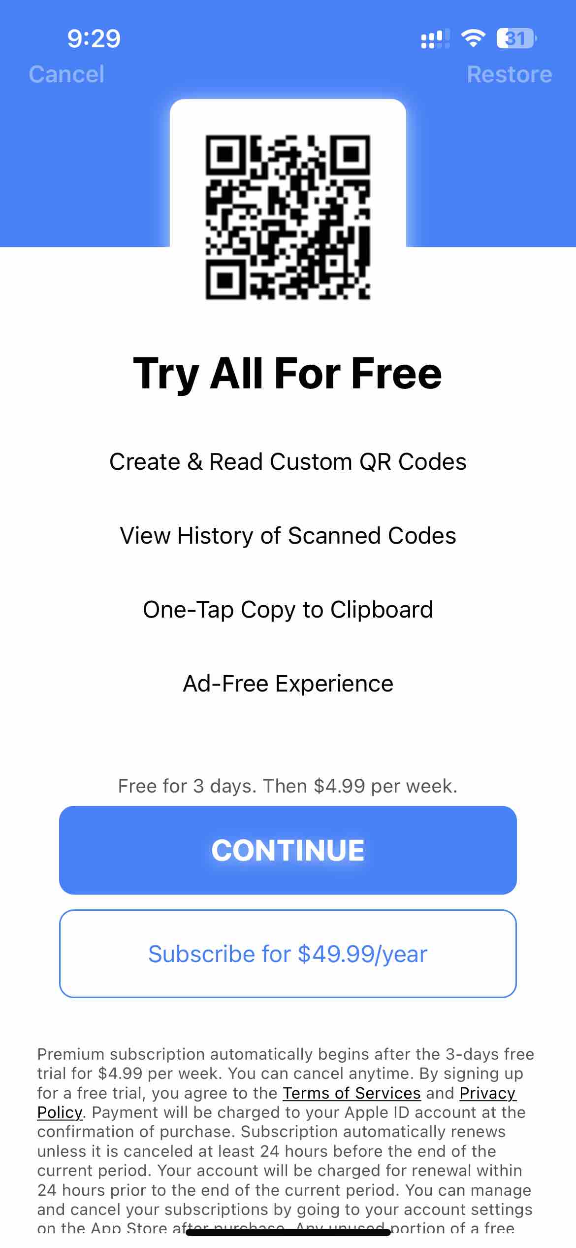 SkyBlueScan: QR Code Scanner