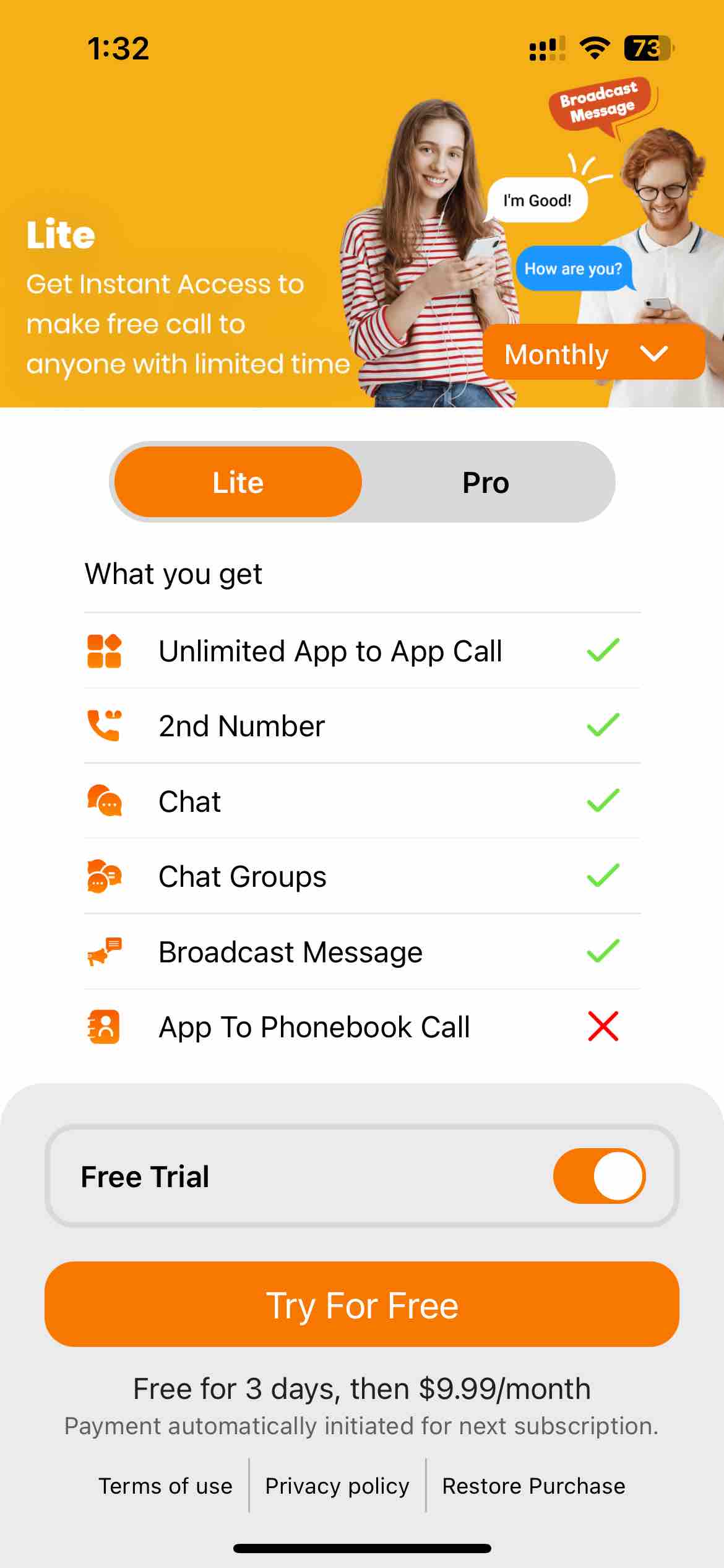WiFi : Phone Calls & Text Sms