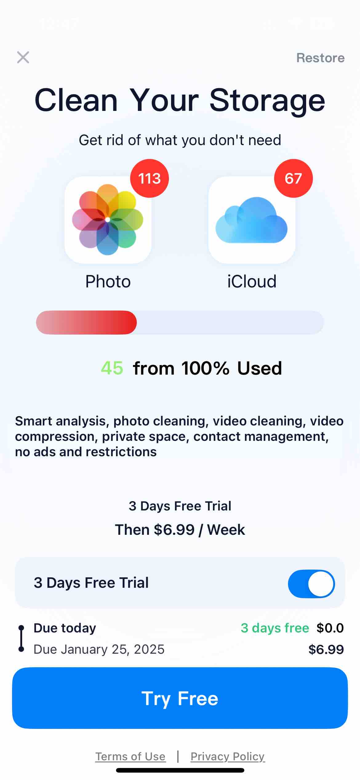 Clean Now:Clean Up Storage