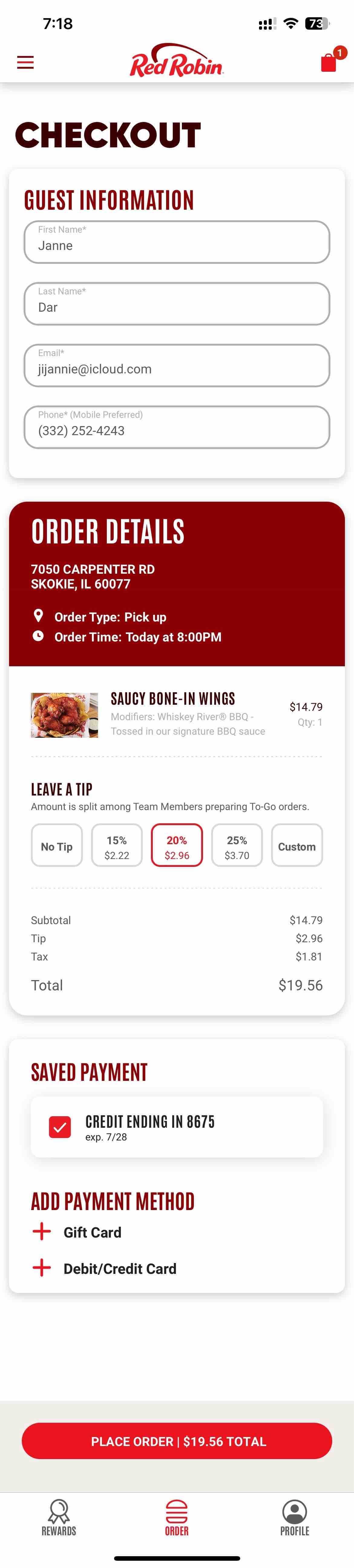 Red Robin Ordering