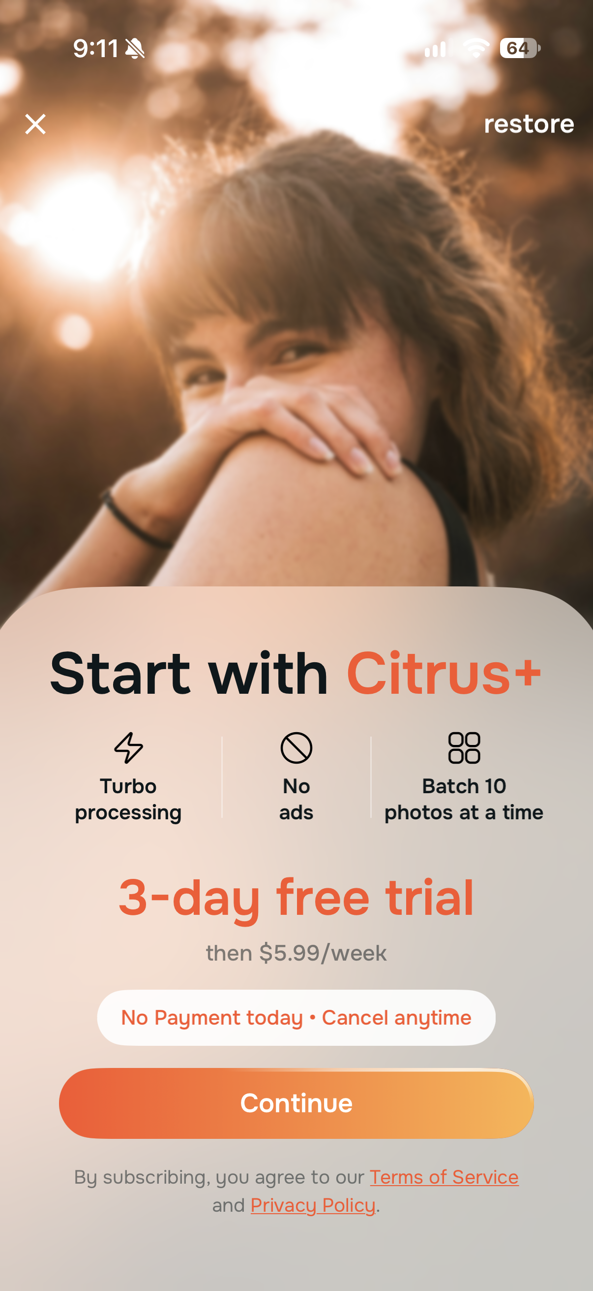 Citrus 1 Tap Photo Enhancer AI