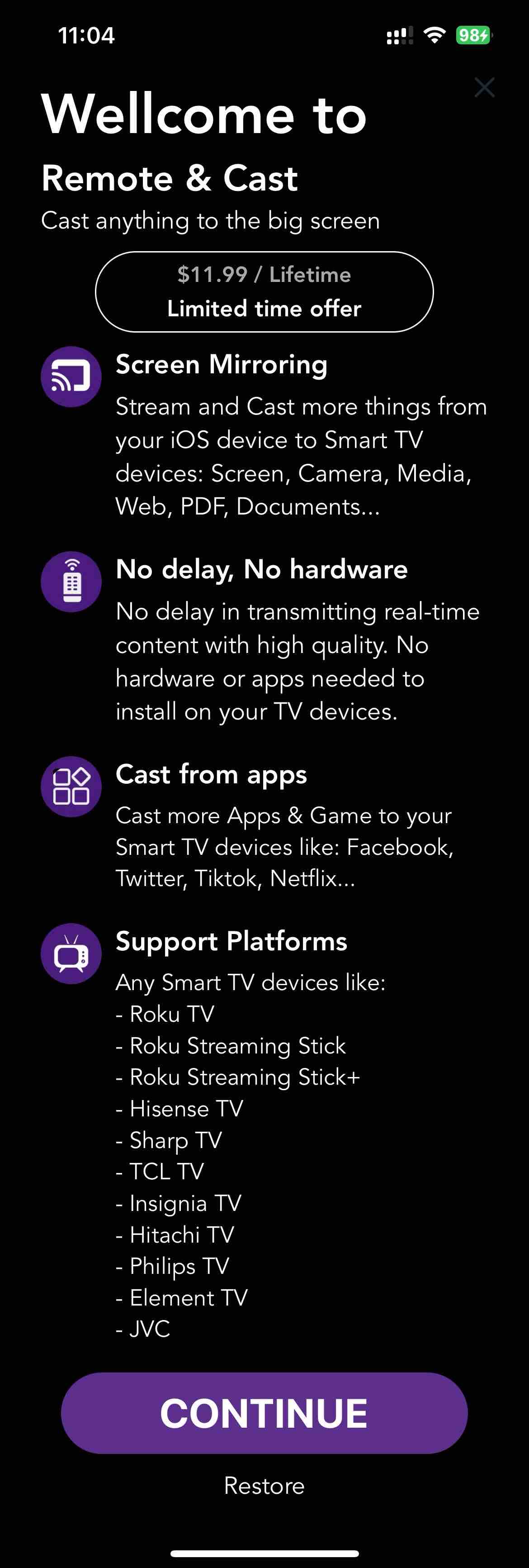 Roku Remote & Cast
