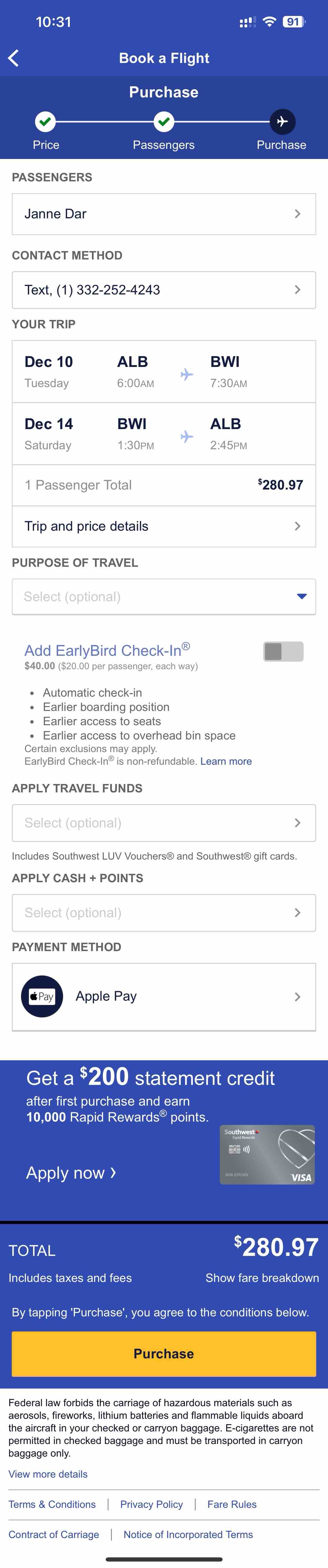 Southwest Airlines: Travel App