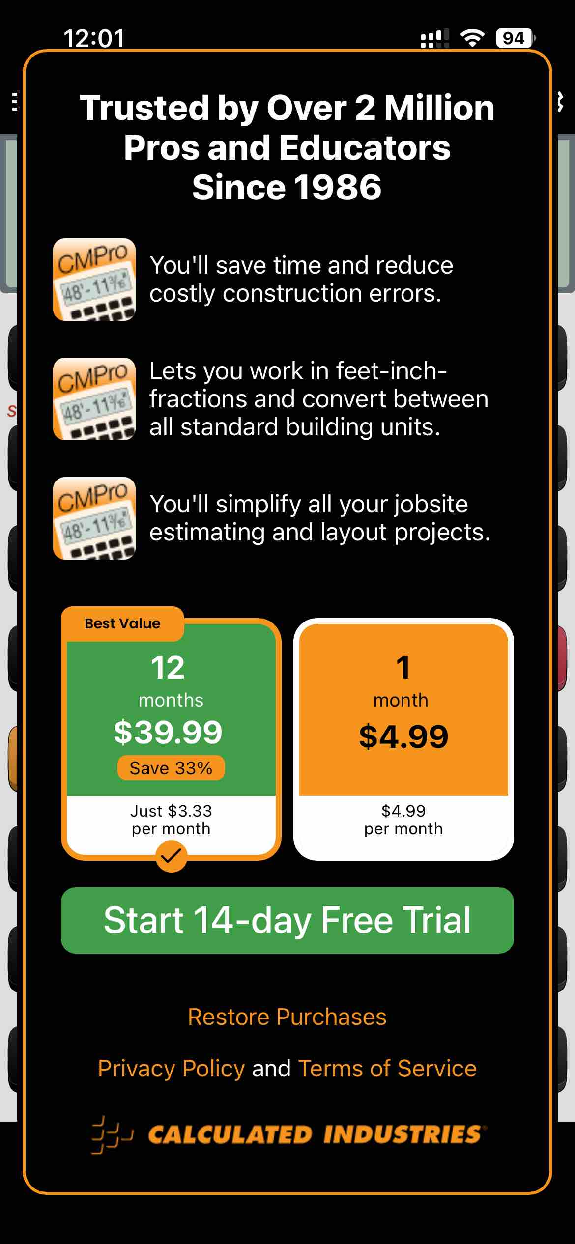 Construction Master Pro Calc