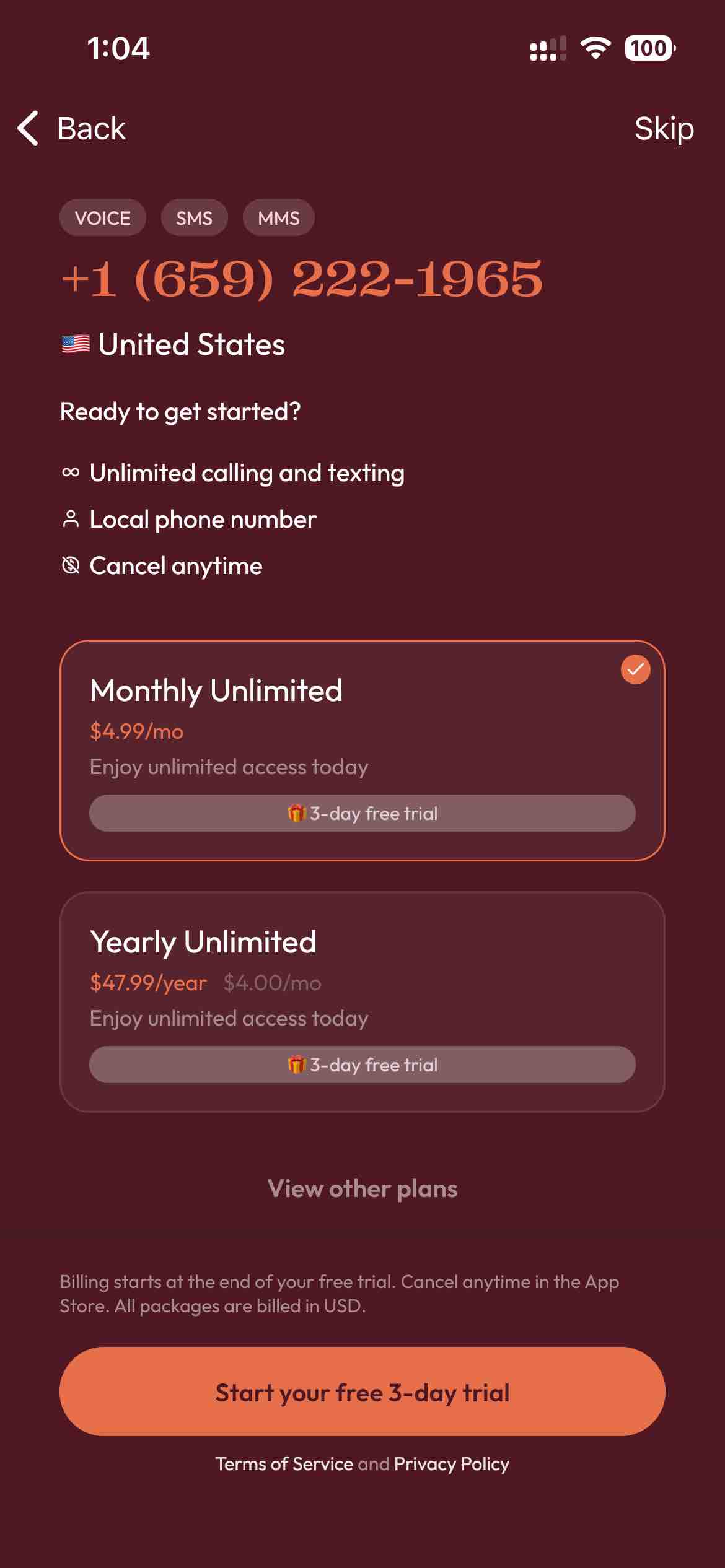 Hushed: US Second Phone Number