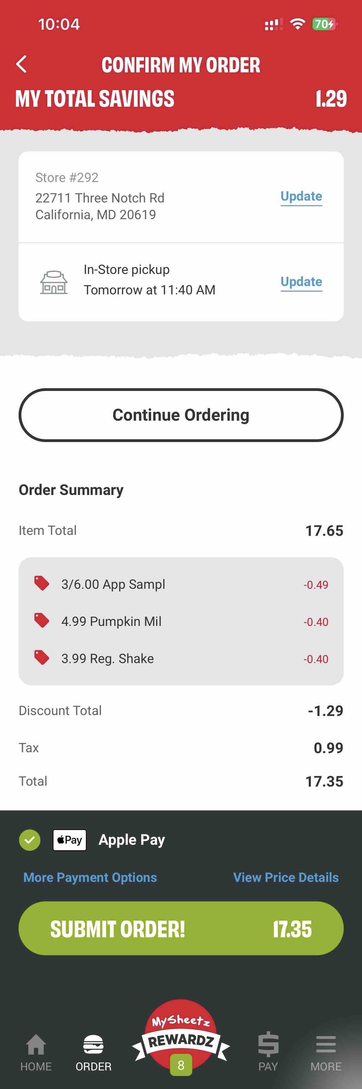 Sheetz Food Delivery & Rewards