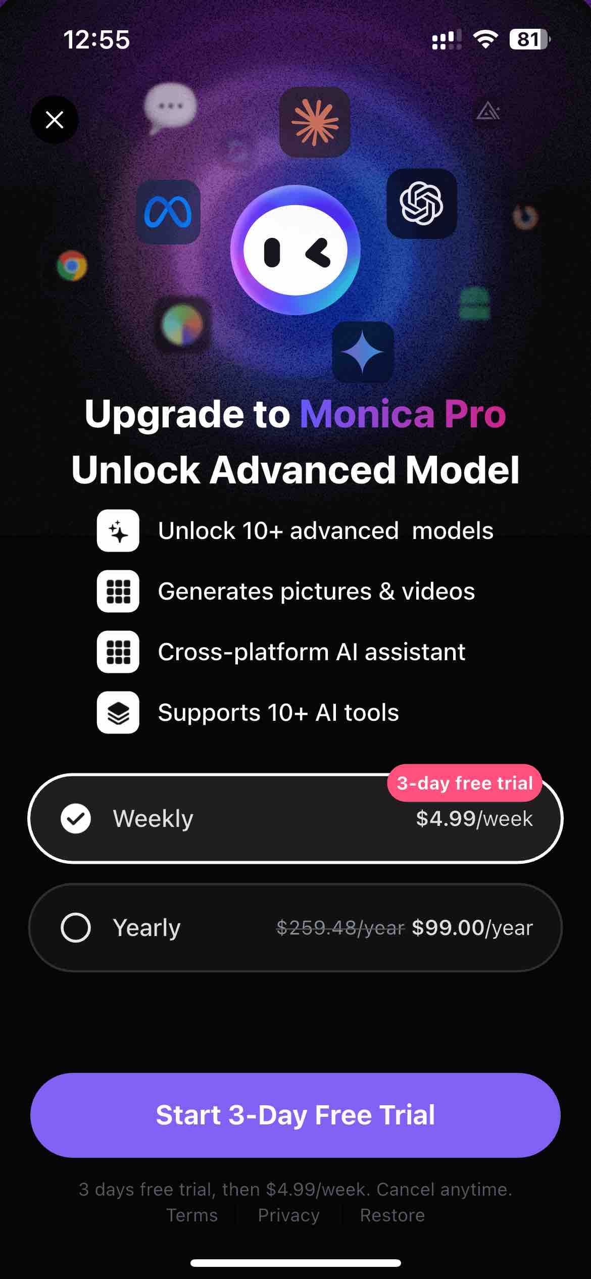 Monica AI: Roast, Read & Chat