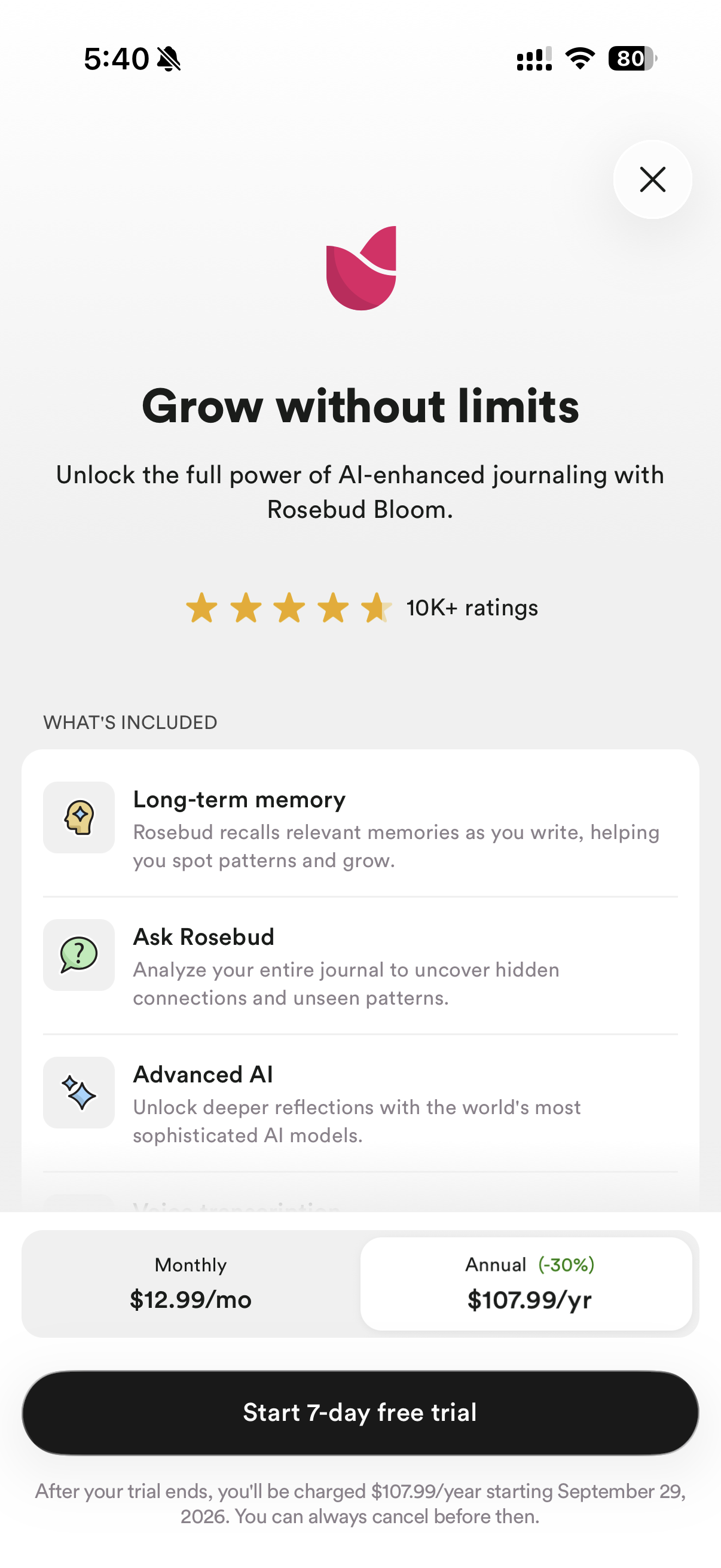 Rosebud: AI Journal & Diary