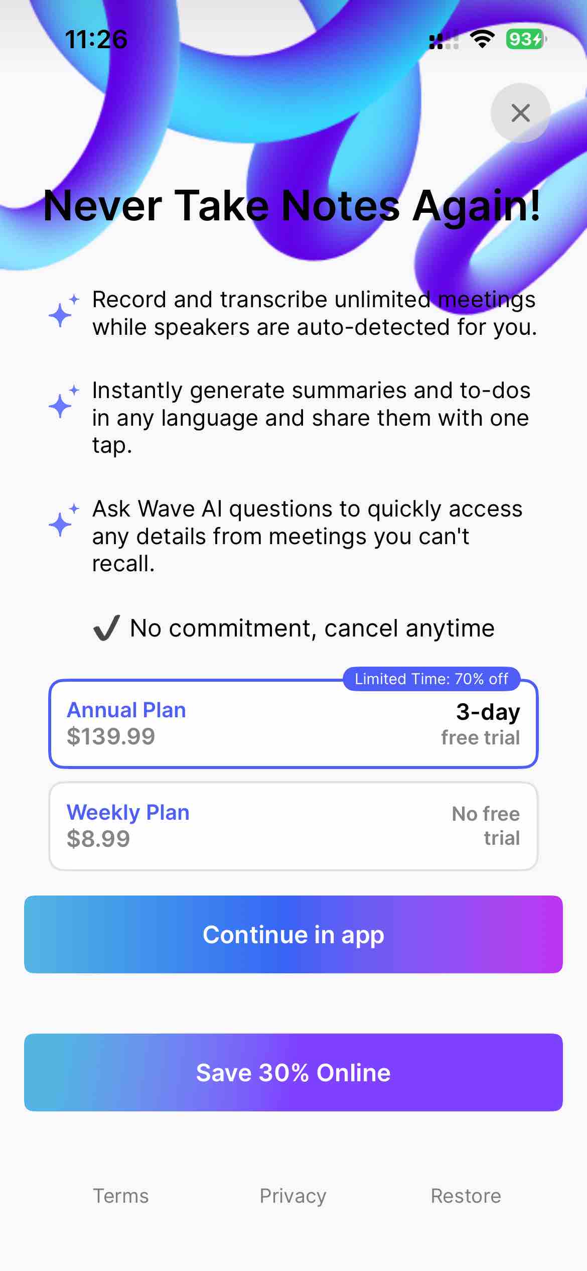 Wave: AI Note Taker