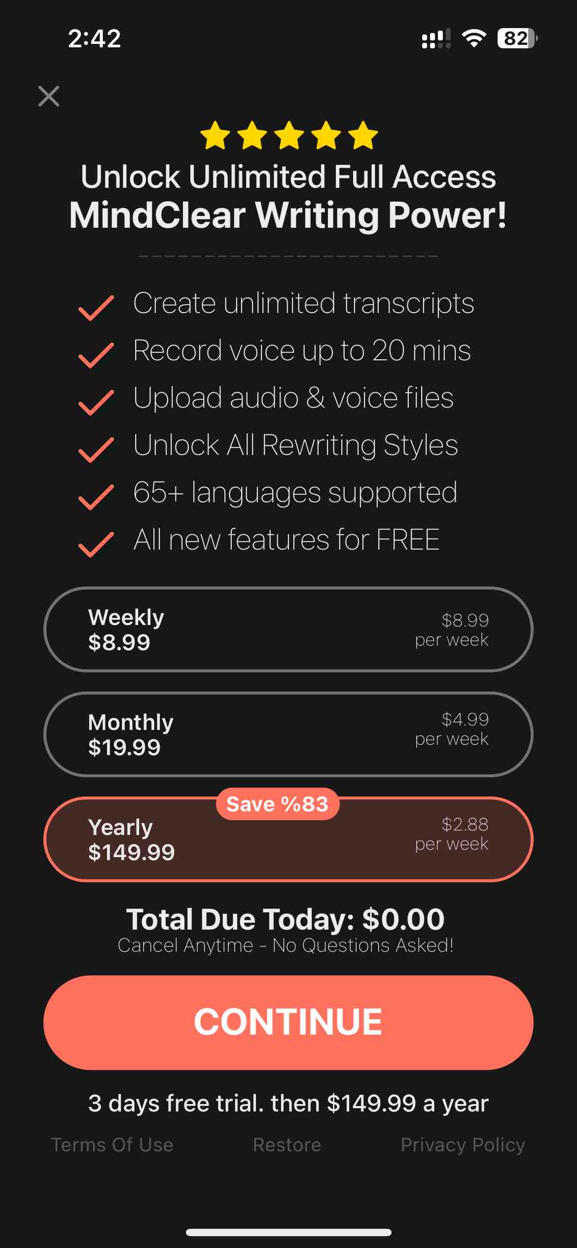 Mindclear: AI Note Taker Voice
