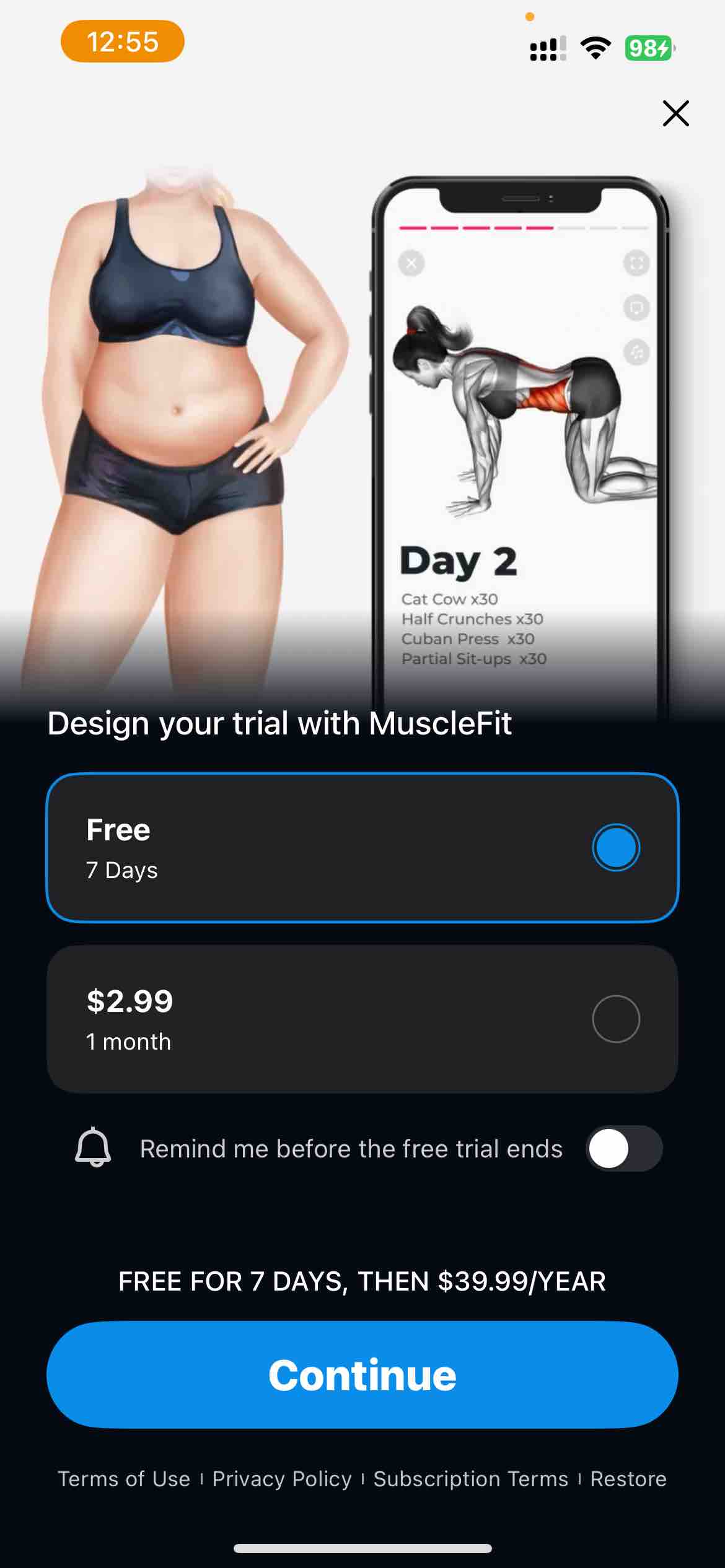 Workout Planner MuscleFit