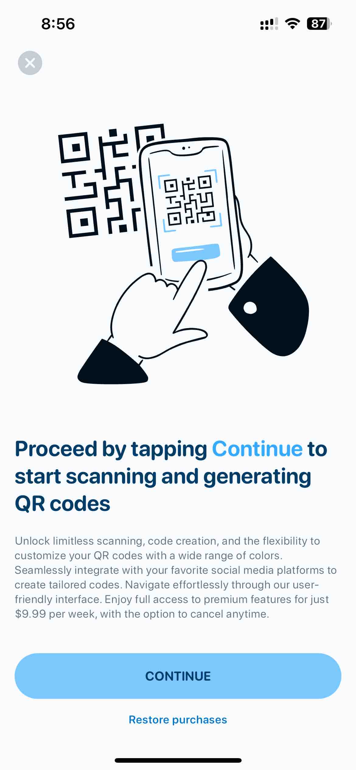 QR and Barcode Scan.