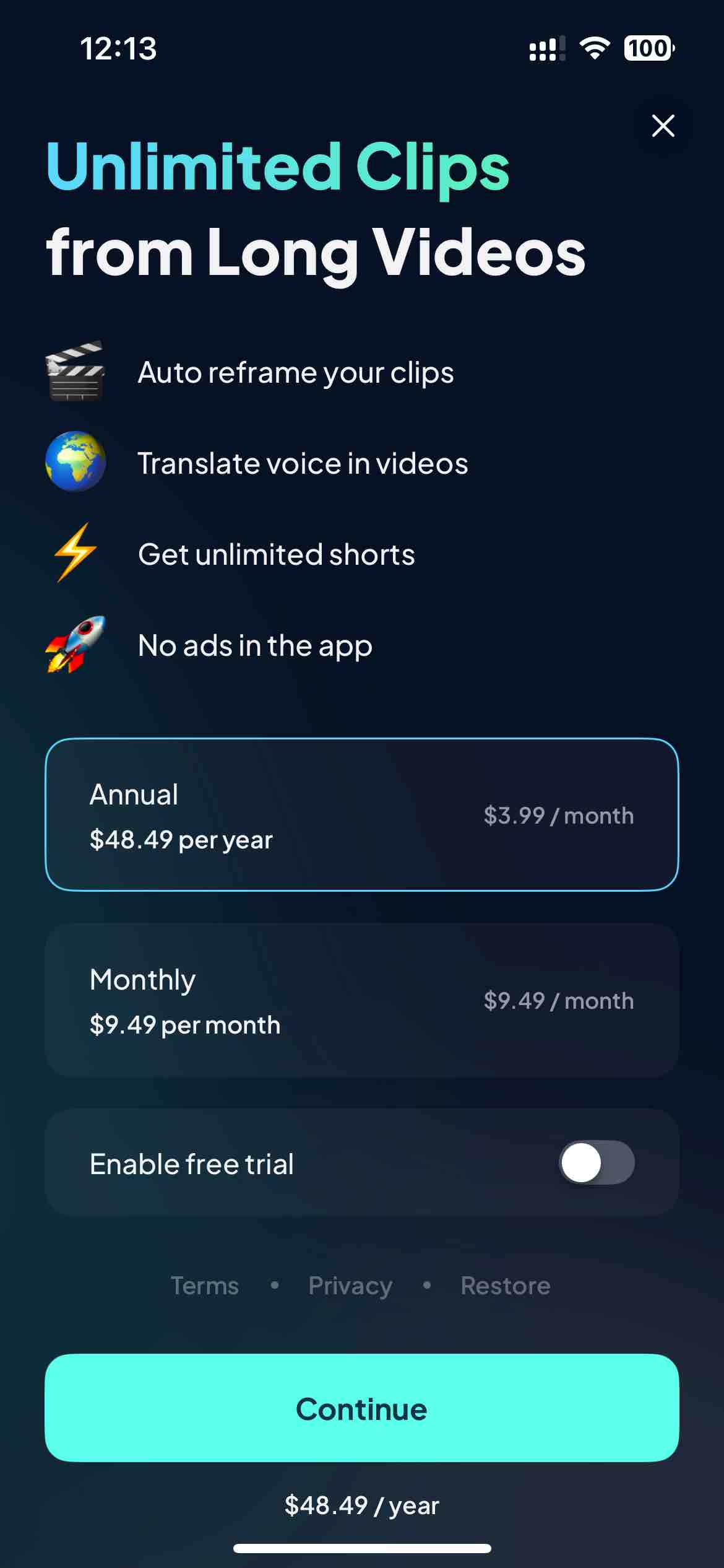 Opus Vids. Short сlips with AI