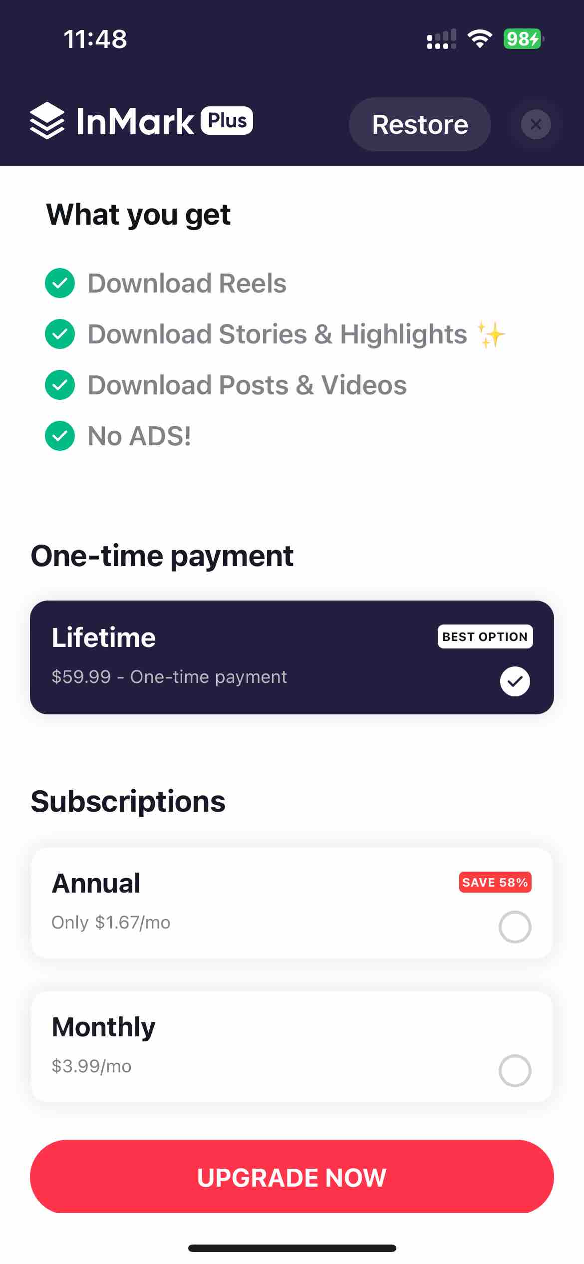 InMark - Insta Bookmarker App