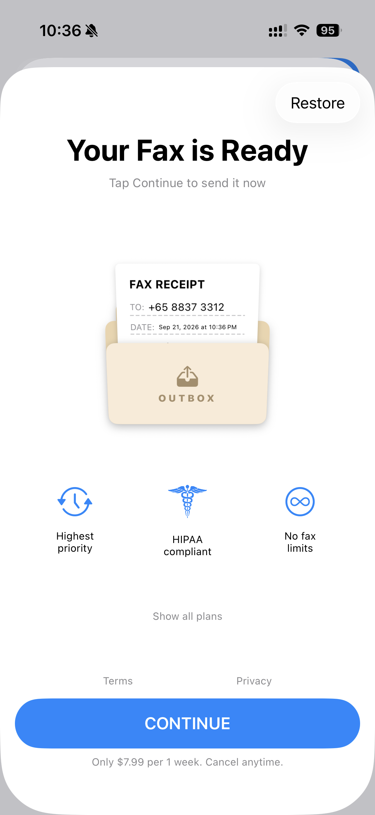 Fax from iPhone - Send Docs