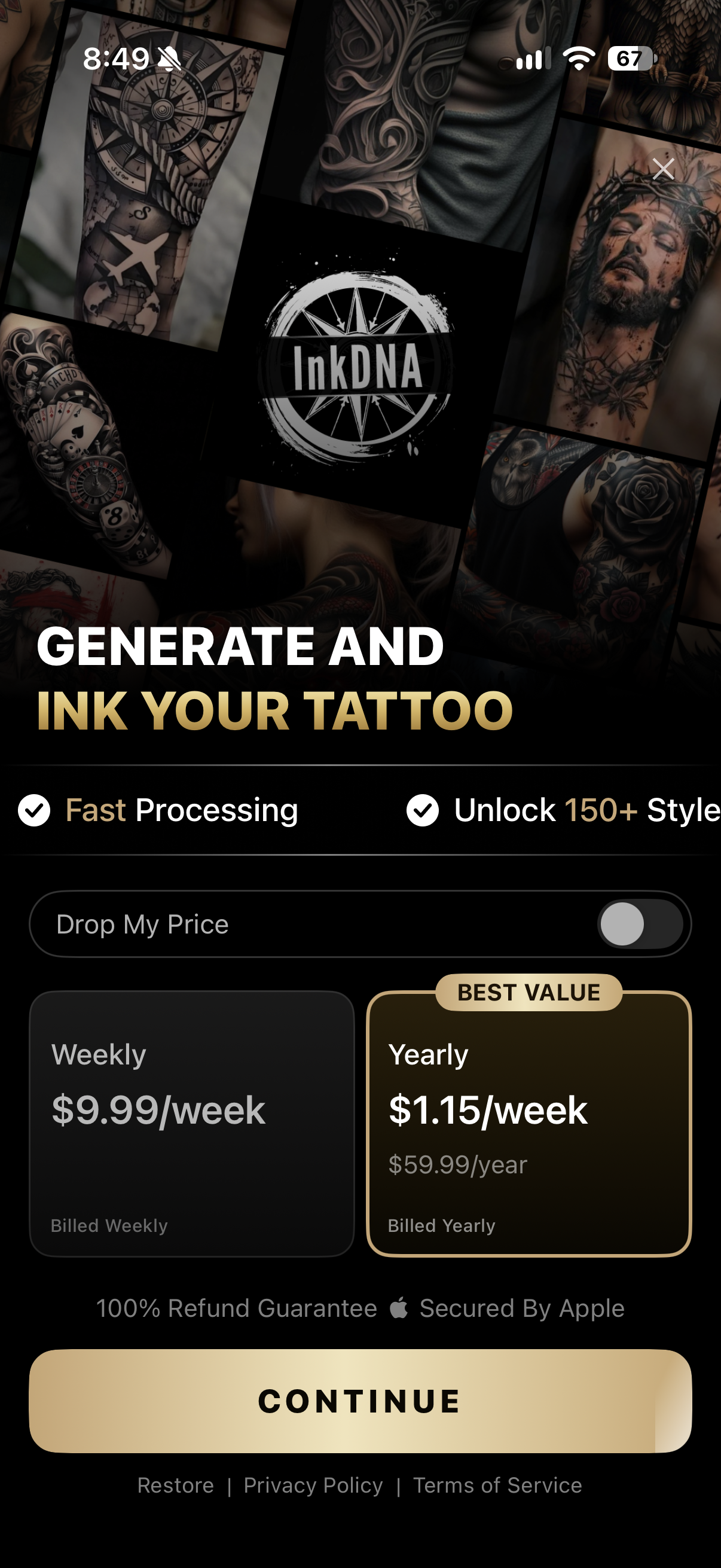AI Tattoo Generator - INKDNA