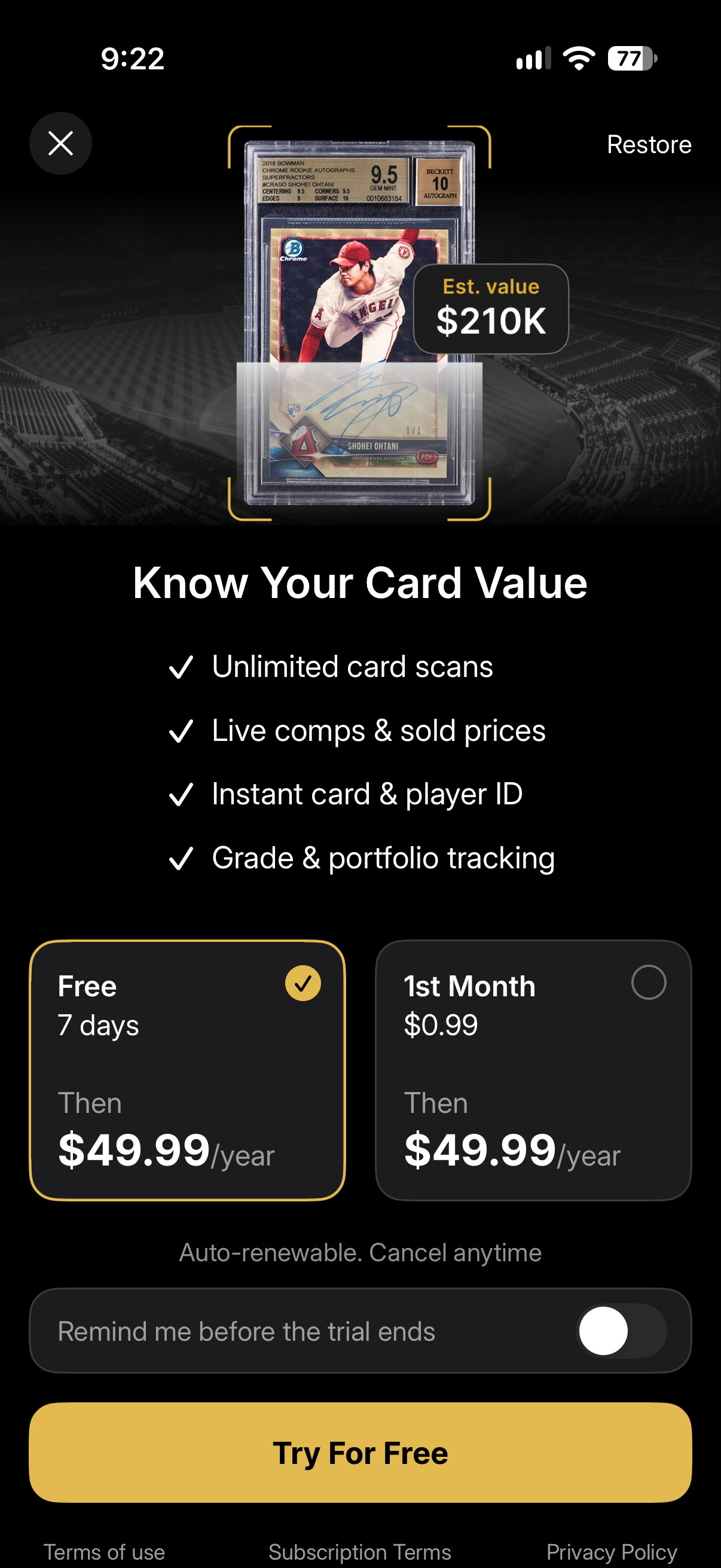 Sports Card Scanner Value