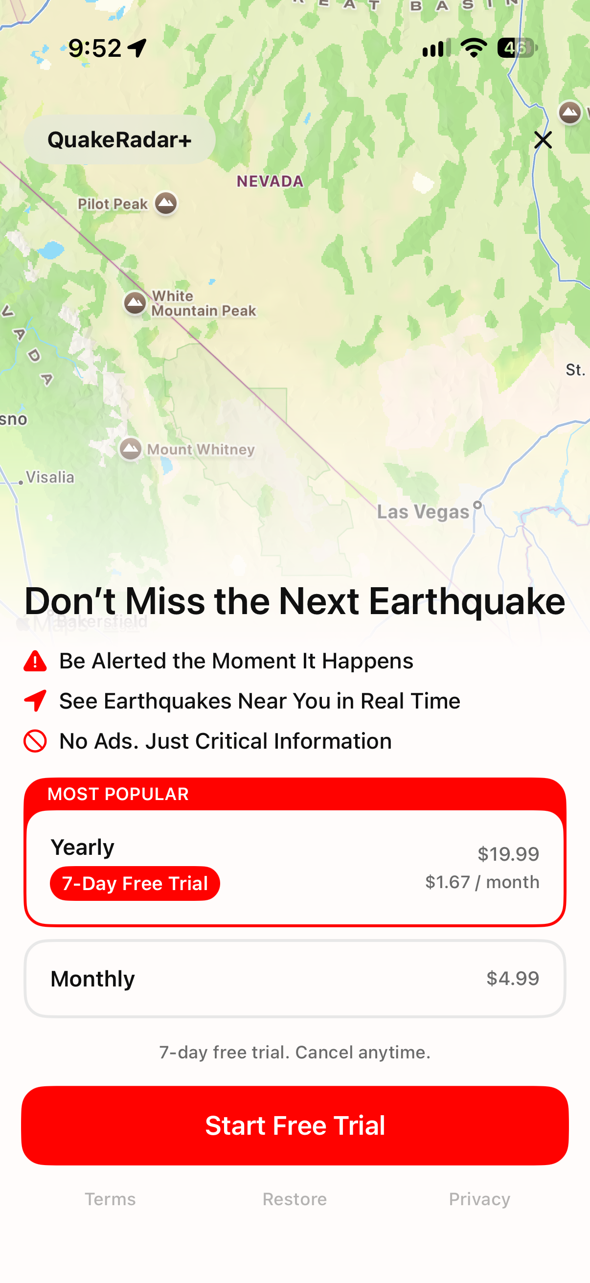 Earthquake Alert - QuakeRadar