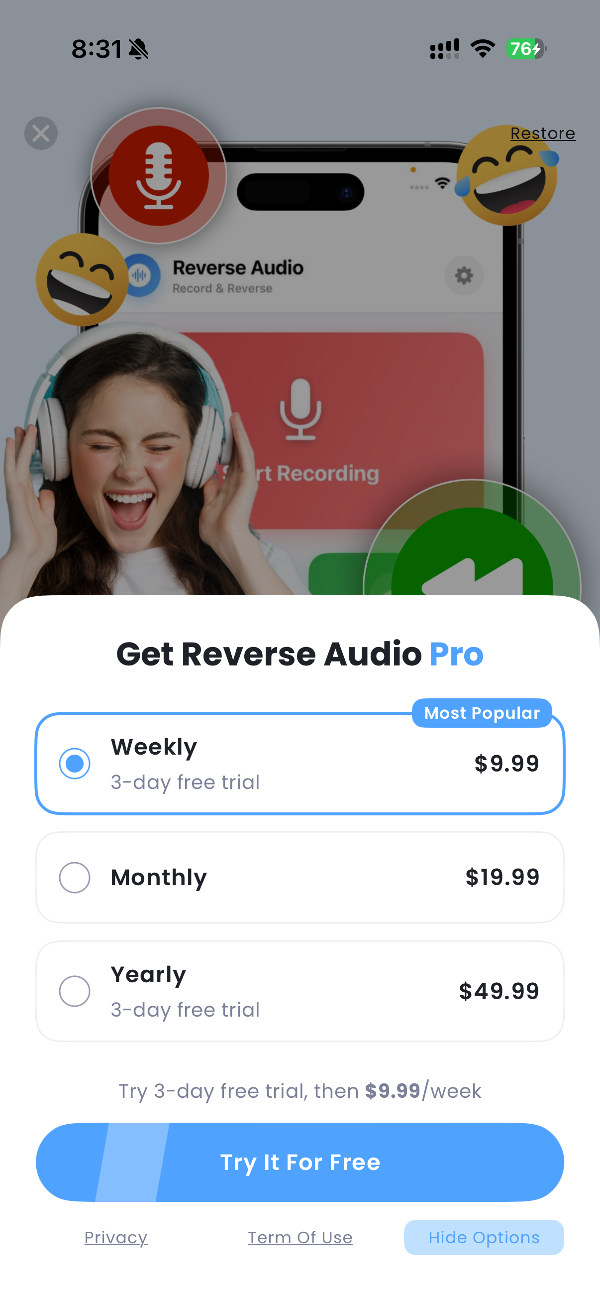 Reverse Audio: Sing Challenge