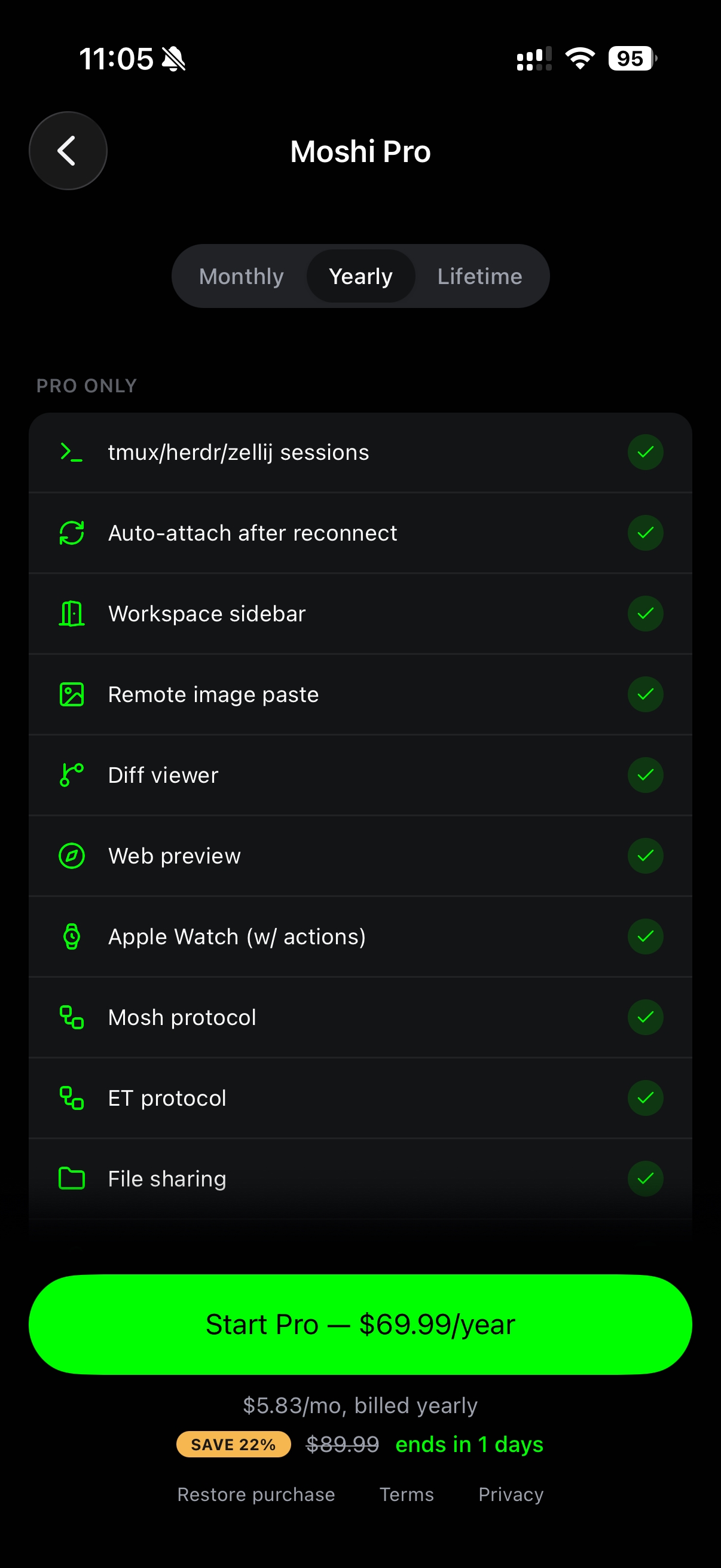 Moshi: SSH & MOSH Terminal