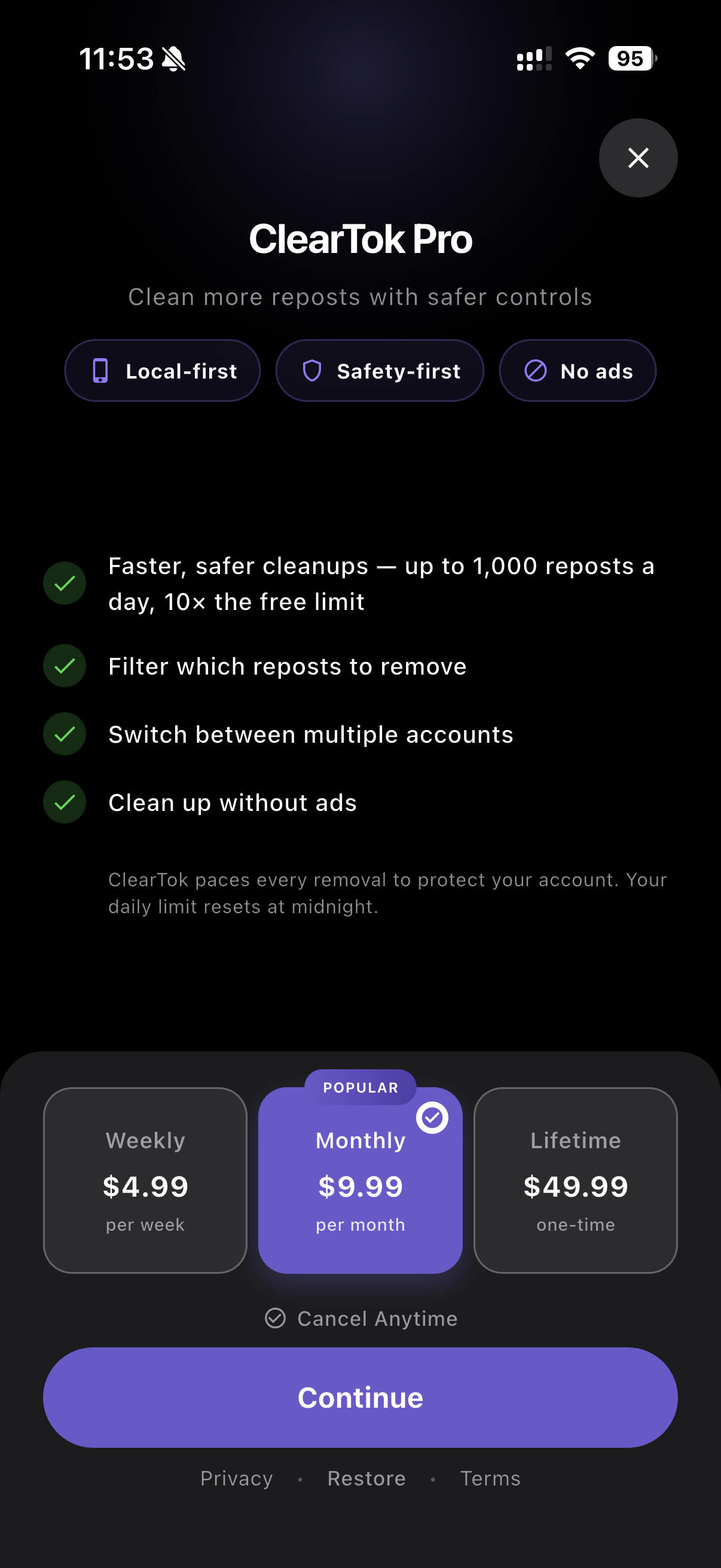 ClearTok: Repost Remover