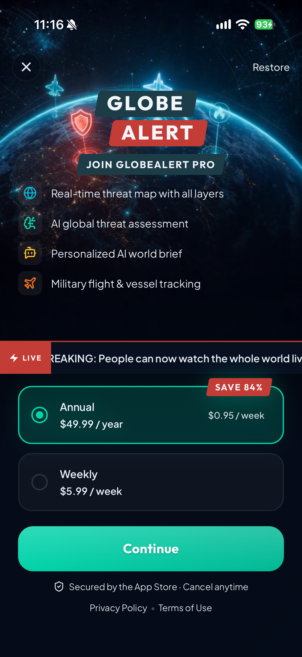 Live World Monitor: GlobeAlert
