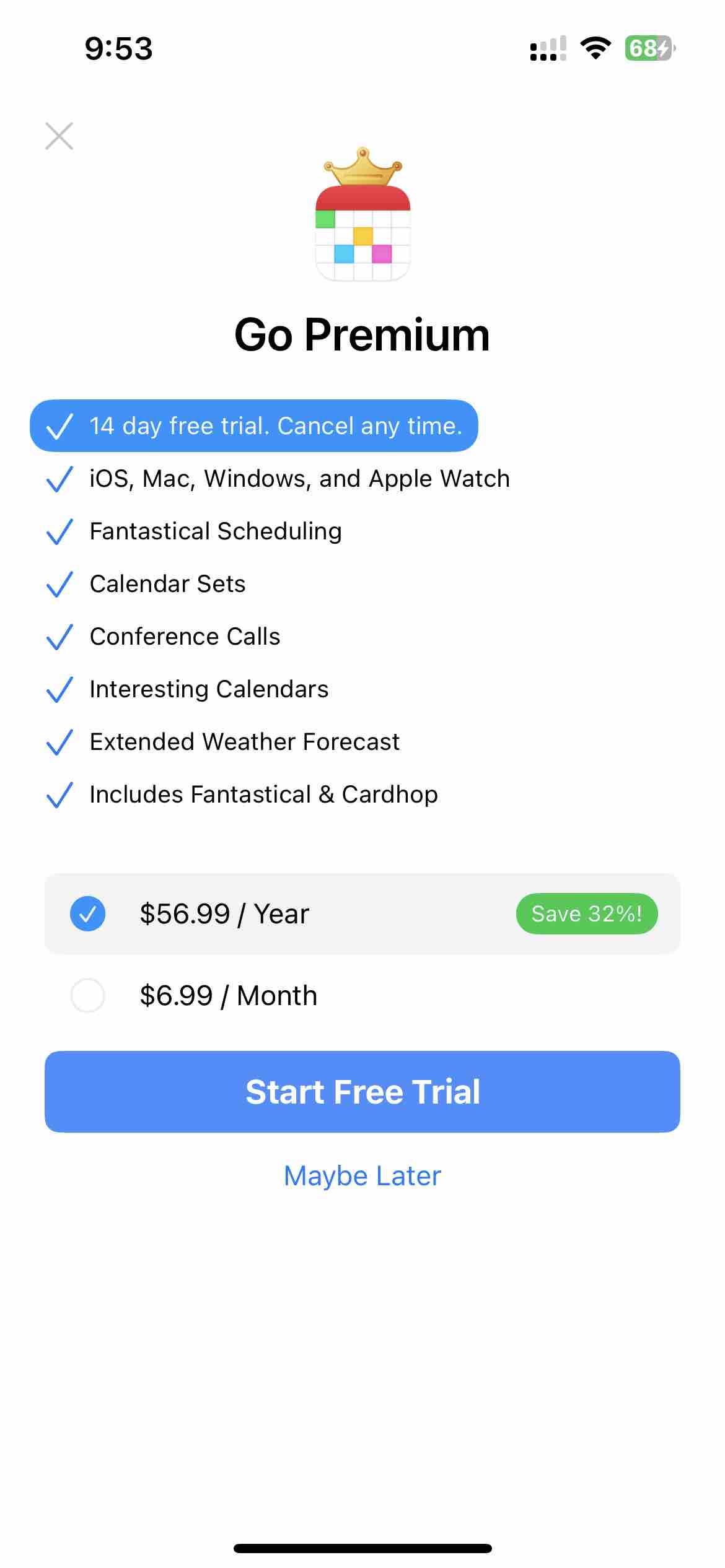 Fantastical Calendar