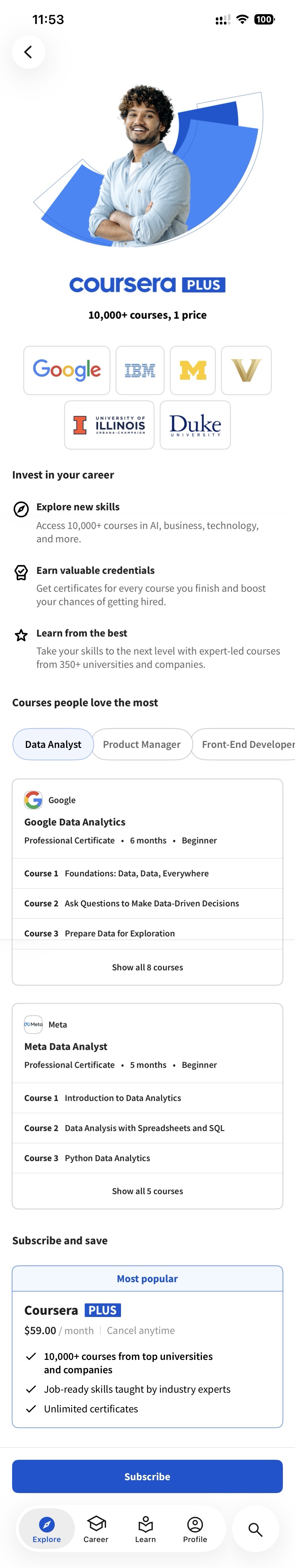 Coursera: Grow your career