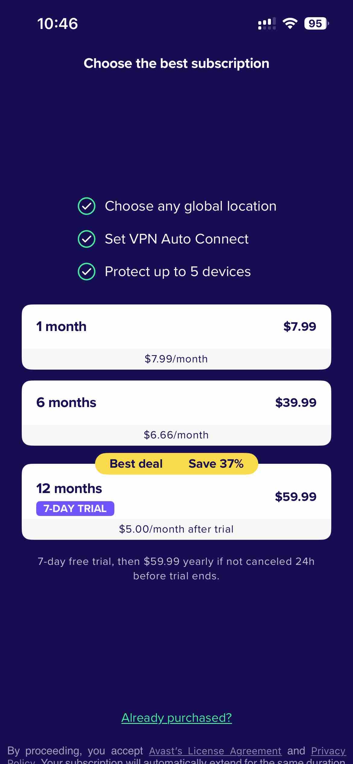 Avast Secureline VPN Proxy