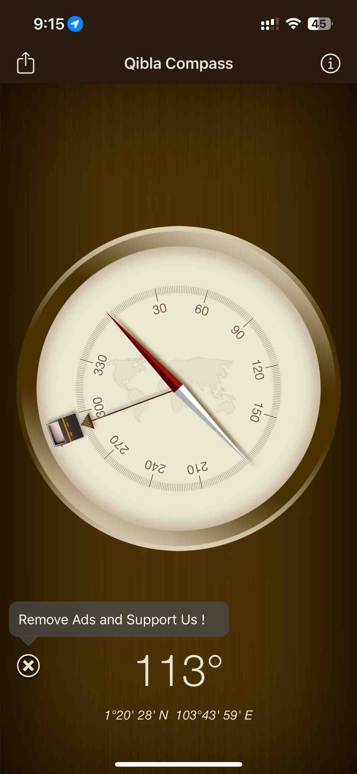 Qibla Compass (Kaaba Locator)
