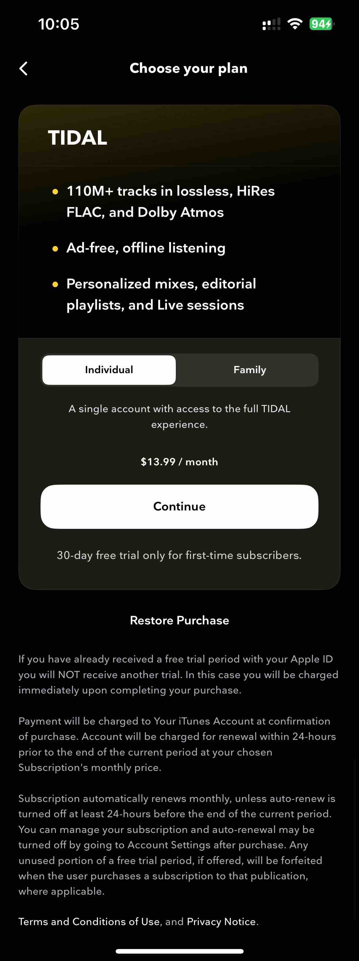 TIDAL Music: HiFi Sound