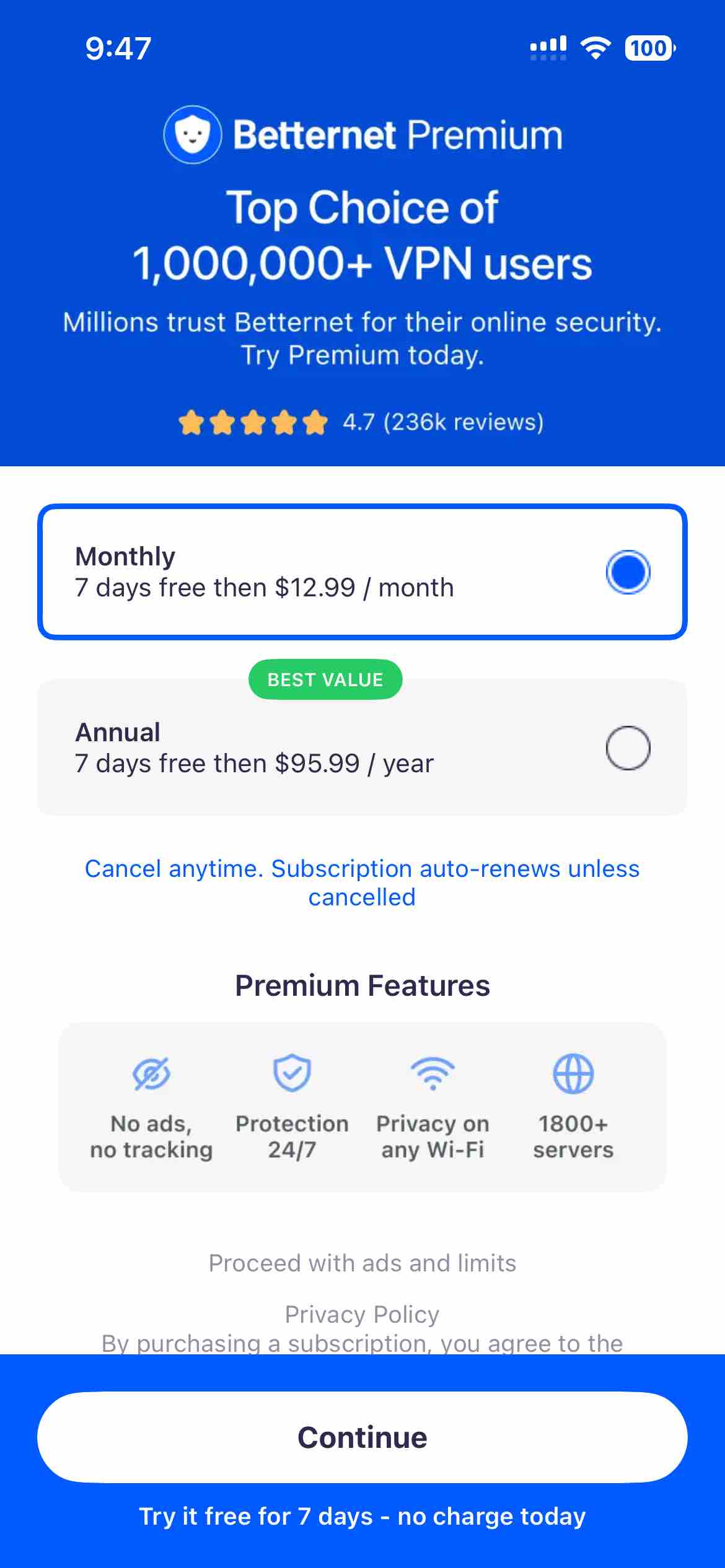 Betternet VPN: Best Wifi Proxy