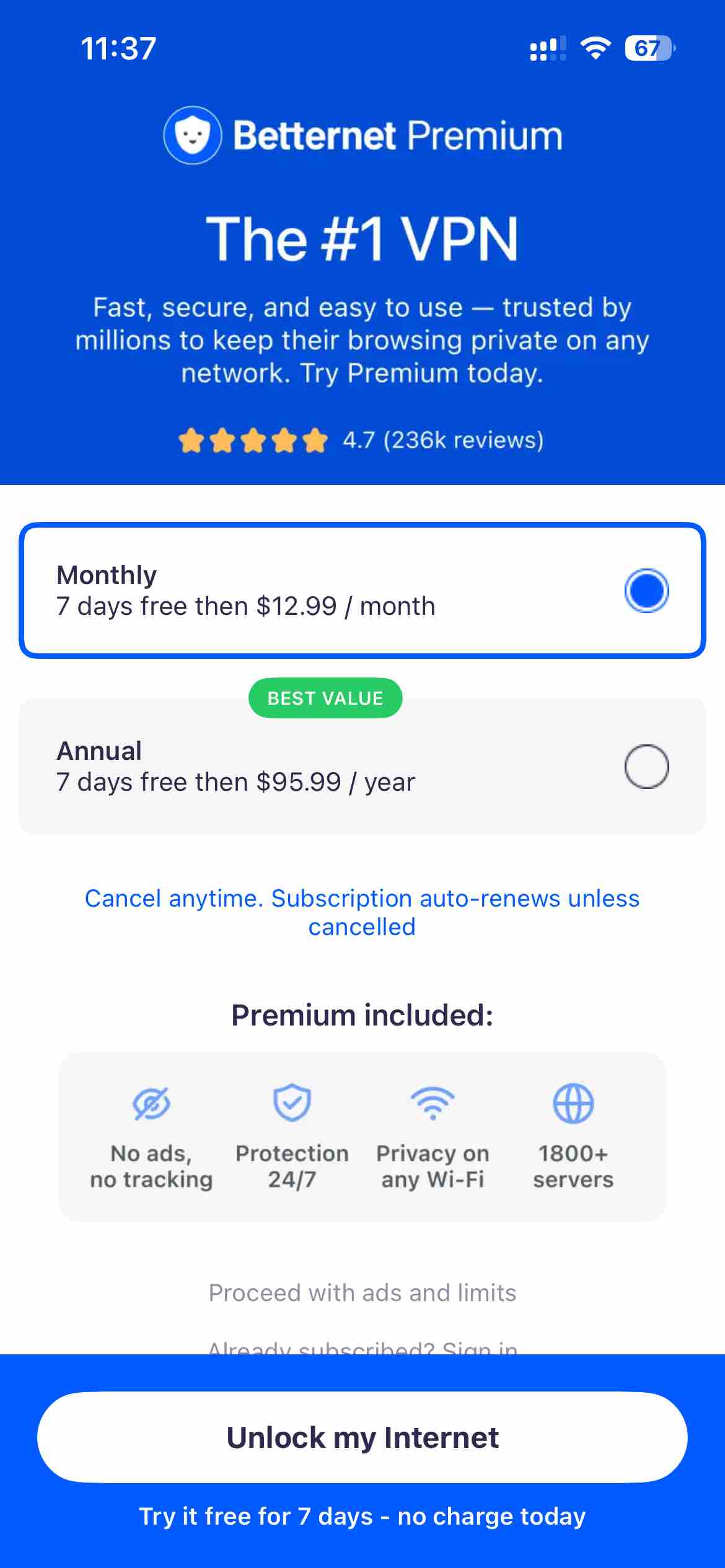 Betternet VPN: Best Wifi Proxy