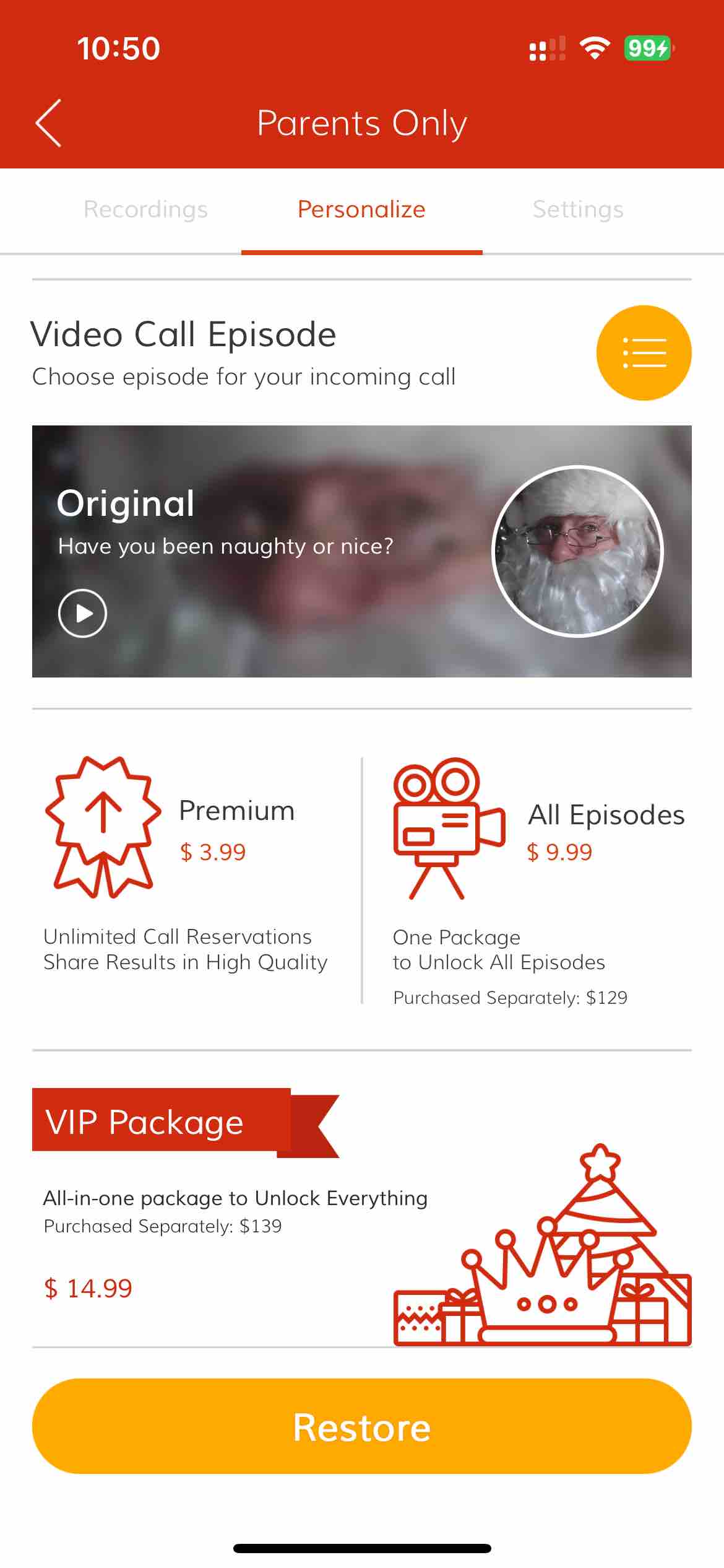 Video Call Santa